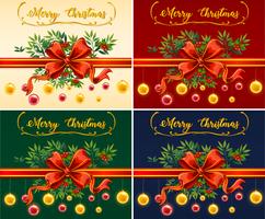 Fyra julkort med olika färgbakgrunder vektor
