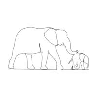 elefant kontinuerlig enda linje konst teckning och värld vilda djur och växter dag begrepp minimalistisk vektor konst illustration.