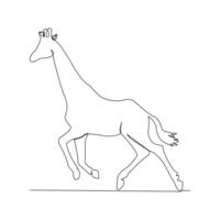 kontinuerlig ett linje giraff enda linje konst design och värld vilda djur och växter dag begrepp hand dragen minimalistisk stil vektor illustration