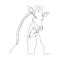 kontinuerlig ett linje giraff enda linje konst design och värld vilda djur och växter dag begrepp hand dragen minimalistisk stil vektor illustration