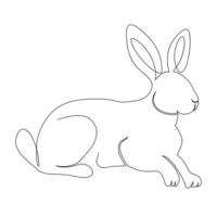 kontinuierlich einer Linie Zeichnung von Hase Hase, inländisch Tier und glücklich Ostern Tag Konzept Hand gezeichnet Vektor Kunst Illustration.