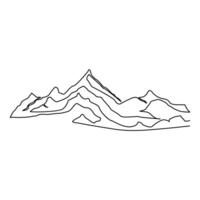 kontinuerlig ett linje teckning av berg, landskap av berg räckvidd enda linje dragen vektor illustration.