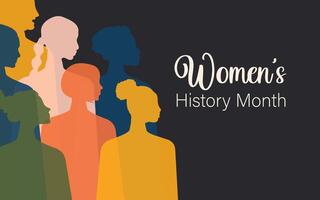 Damen Geschichte Monat. Frauen von anders Alter, Nationalitäten und Religionen Kommen Sie zusammen. Vektor. vektor