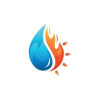 Wasser fallen und Feuer Logo Vektor