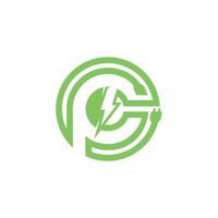kraft elektrisk brev p logotyp vektor
