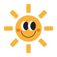 kawaii Sonne Emoticon Karikatur. vektor