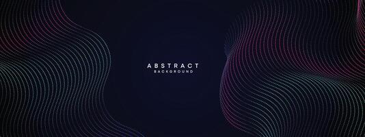 abstrakt Blau, Grün Gradient fließend Punkt winken Partikel geometrisch Technologie Hintergrund. Digital futuristisch lila, Rosa Gradient gepunktet Welle. Konzept zum Wissenschaft, Musik- Abdeckung, Webseite, Header vektor