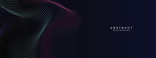 abstrakt Blau, Grün Gradient fließend Punkt winken Partikel geometrisch Technologie Hintergrund. Digital futuristisch lila, Rosa Gradient gepunktet Welle. Konzept zum Wissenschaft, Musik- Abdeckung, Webseite, Header vektor