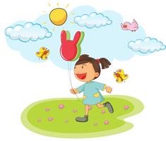 Kleines Mädchen, das Ballone im Park hält vektor