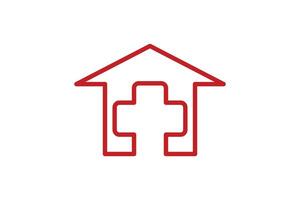 medizinisch Logo Design mit Haus Logo Konzept Prämie Vektor