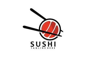 sushi logotyp design för japansk mat restaurang vektor