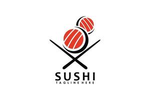 sushi logotyp design för japansk mat restaurang vektor