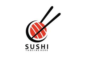 sushi logotyp design för japansk mat restaurang vektor