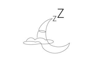 kontinuierlich einer Linie Zeichnung Welt Schlaf Tag Konzept. Gekritzel Vektor Illustration.