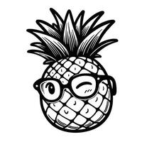 ai genererad ananas med glasögon ClipArt illustration, ai generativ fri vektor