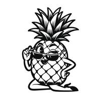 ai genererad ananas med solglasögon ClipArt illustration, ai generativ fri vektor