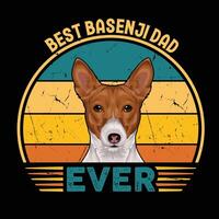 bäst basenji pappa någonsin typografi retro t-shirt design, årgång tee skjorta proffs vektor