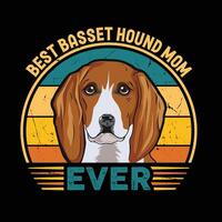 Beste Basset hetzen Mama je Typografie retro T-Shirt Illustration, Jahrgang Tee Profi Vektor