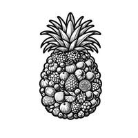 ai generiert Ananas Clip Art Illustration, ai generativ kostenlos Vektor