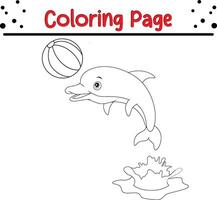 söt delfin färg sida för barn vektor