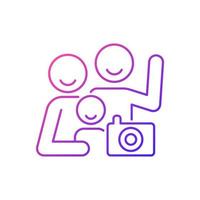 Familienfoto mit Farbverlauf lineares Vektorsymbol vektor