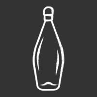 vinflaska med kork krita ikon. vingårdsservice. utsökt aperitif, alkohol, dryck. bar, restaurang. porslin, glas. isolerade vektor svarta tavlan illustration