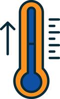termometer linje fylld två färger ikon vektor