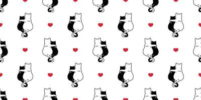 katt sömlös mönster valentine hjärta kattunge vektor scarf isolerat upprepa bakgrund bricka tapet tecknad serie illustration klotter design