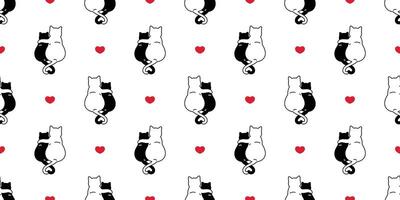 Katze nahtlos Muster Valentinstag Herz Kätzchen Vektor Schal isoliert wiederholen Hintergrund Fliese Hintergrund Karikatur Illustration Gekritzel Design