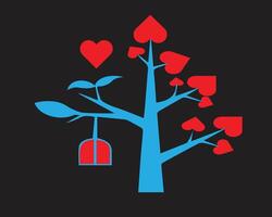 Lycklig valentine kärlek fågel och träd vektor
