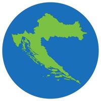 kroatien Karta. Karta av kroatien i grön Färg i klot design med blå cirkel Färg. vektor