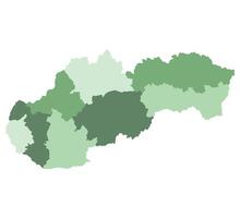 Slowakei Karte. Karte von Slowakei im acht Netz Regionen im Mehrfarbig vektor