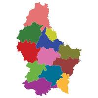 luxemburg Karta. Karta av luxemburg i administrativ provinser i Flerfärgad vektor