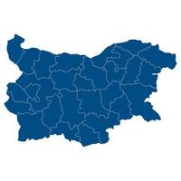 bulgarien Karta. Karta av bulgarien i administrativ provinser i blå Färg vektor