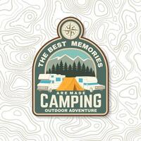 de bäst minnen är tillverkad camping. sommar läger. vektor . begrepp för skjorta eller logotyp, skriva ut, stämpel eller tee. årgång typografi design med rv husbil, camping trailer silhuett.