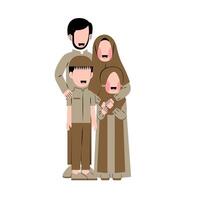 platt illustration av muslim familj vektor