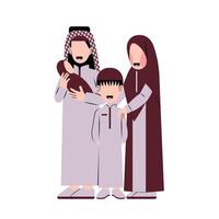 platt illustration av muslim familj vektor