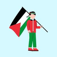 en man innehav palestina flagga vektor