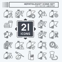 ikon uppsättning hepatolog. relaterad till hälsa symbol. linje stil. enkel design redigerbar. enkel illustration vektor