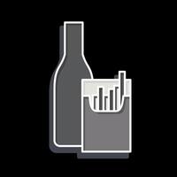 ikon rökning alkohol. relaterad till hepatolog symbol. glansig stil. enkel design redigerbar. enkel illustration vektor