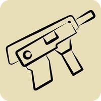ikon maskin pistol. relaterad till vapen symbol. hand dragen stil. enkel design redigerbar. enkel illustration vektor