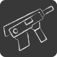 ikon maskin pistol. relaterad till vapen symbol. krita stil. enkel design redigerbar. enkel illustration vektor