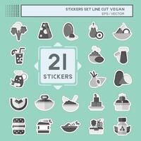 Aufkleber Linie Schnitt einstellen vegan. verbunden zu Gemüse Symbol. einfach Design editierbar. einfach Illustration vektor