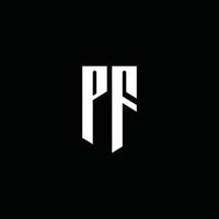pf-Logo-Monogramm mit Emblem-Stil auf schwarzem Hintergrund isoliert vektor