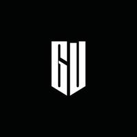 gu logo monogram med emblem stil isolerad på svart bakgrund vektor
