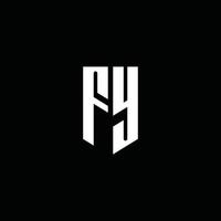 fy -logotypmonogram med emblemstil isolerad på svart bakgrund vektor