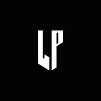 lp-Logo-Monogramm mit Emblem-Stil auf schwarzem Hintergrund isoliert vektor