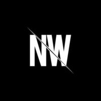 nw -logotypmonogram med snedstreckad designmall vektor