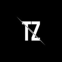 tz-Logo-Monogramm mit Slash-Design-Vorlage vektor