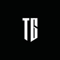 tg-Logo-Monogramm mit Emblem-Stil auf schwarzem Hintergrund isoliert vektor